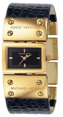 black leather michael kors watch